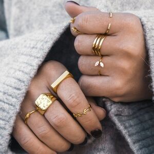 𝅺gold Plated Triple Band Stacking Ring